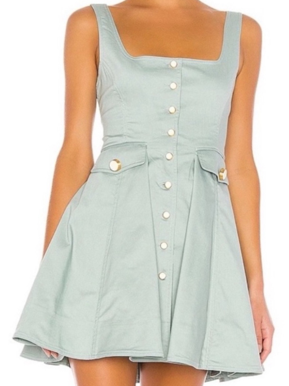 Alexis Mint Button-Front Fit & Flare Dress